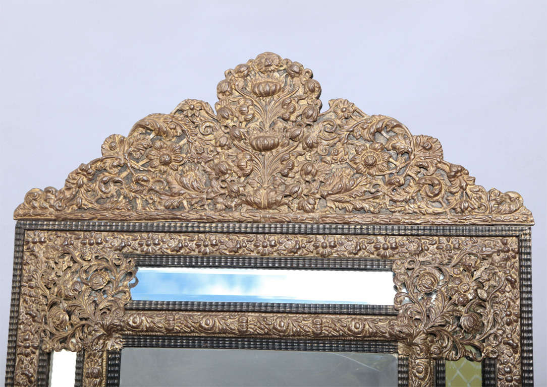 19c. Repoussé Metal Mirror
