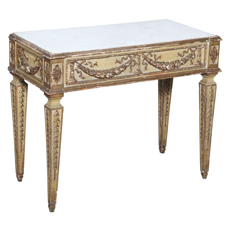 Antique Italian Marble Top Console, Antique Console Table With Marble Top
