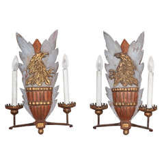 Pair of Heraldic Carved Wood Sconces 4