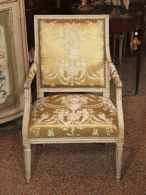 Single 18th century Painted Louis XVI armchair