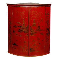 C.1800 George The 3rd Japanned Lacquered Hanging Cabinet
