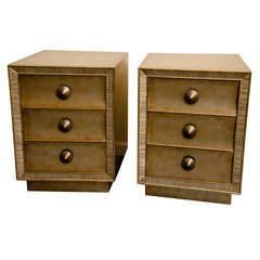 Pair Of Silver Leafed End Cabinets by Paul Frankl