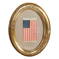 vintage parade flag framed in lovely gold