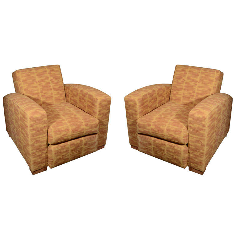 Pair of Club Chairs by Jacques Adnet, circa late 1930's For Sale