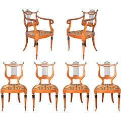 Set of Four Chairs and Two Armchairs