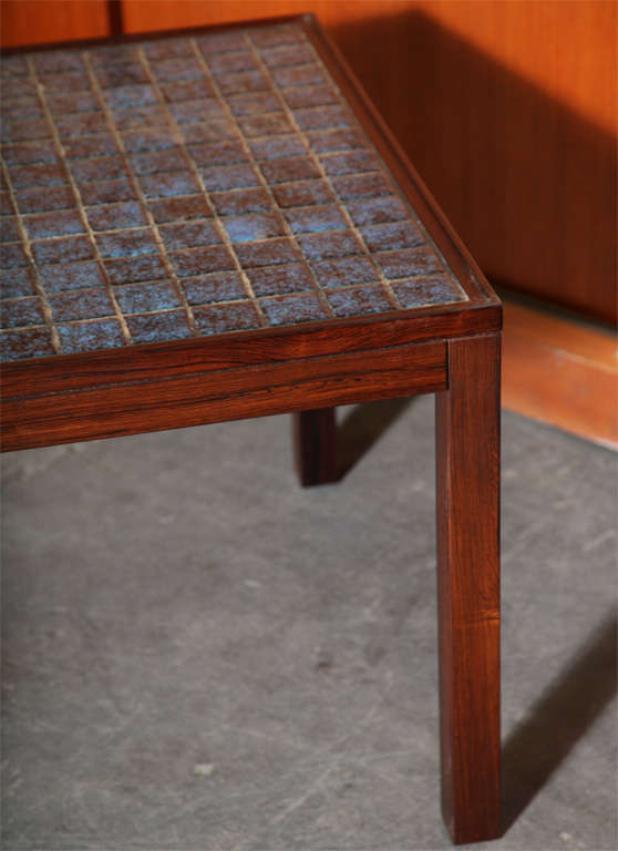 Scandinavian Modern Danish Ceramic Tiled Coffee Table in Rosewood