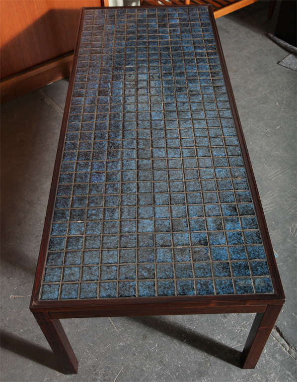 Danish Ceramic Tiled Coffee Table in Rosewood In Excellent Condition In New York, NY