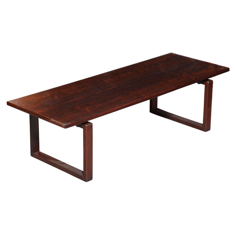Danish Modern Rosewood Bench with Exposed Joinery