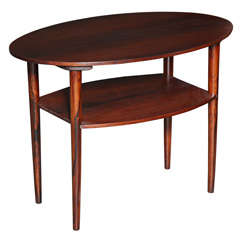 Danish Modern Oval Rosewood Sidetable with shelf