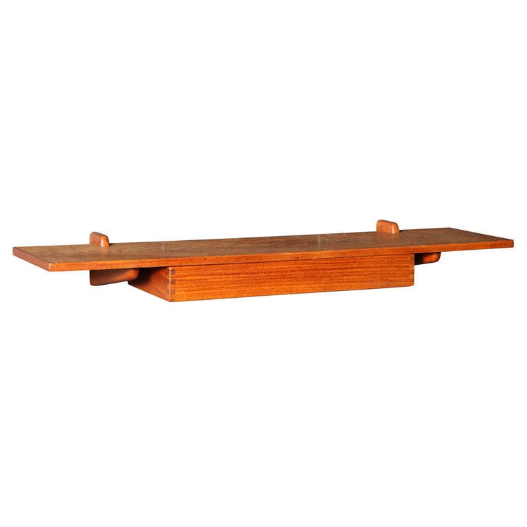 Wall Mounted Teak Shelf with Drawer by Aksel Kjaersgaard at 1stDibs