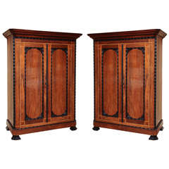 Antique A Pair of Anglo-Indian Rosewood and Ebony Armoires