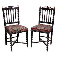 Pair of 19th century Baroque Ebonised side chairs
