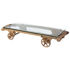 Grand chariot de table basse sur roues