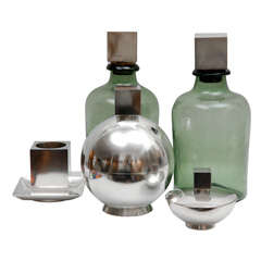 Retro Sterling Silver & Handblown Glass Service by Asprey & Co.