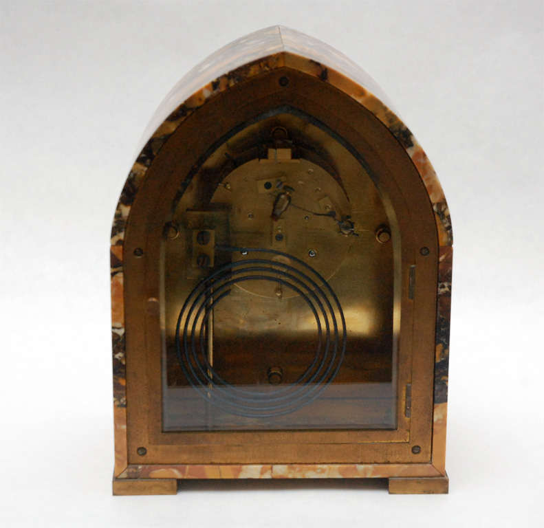 Art Deco Marble & Brass Desk Clock by Tiffany & Co.