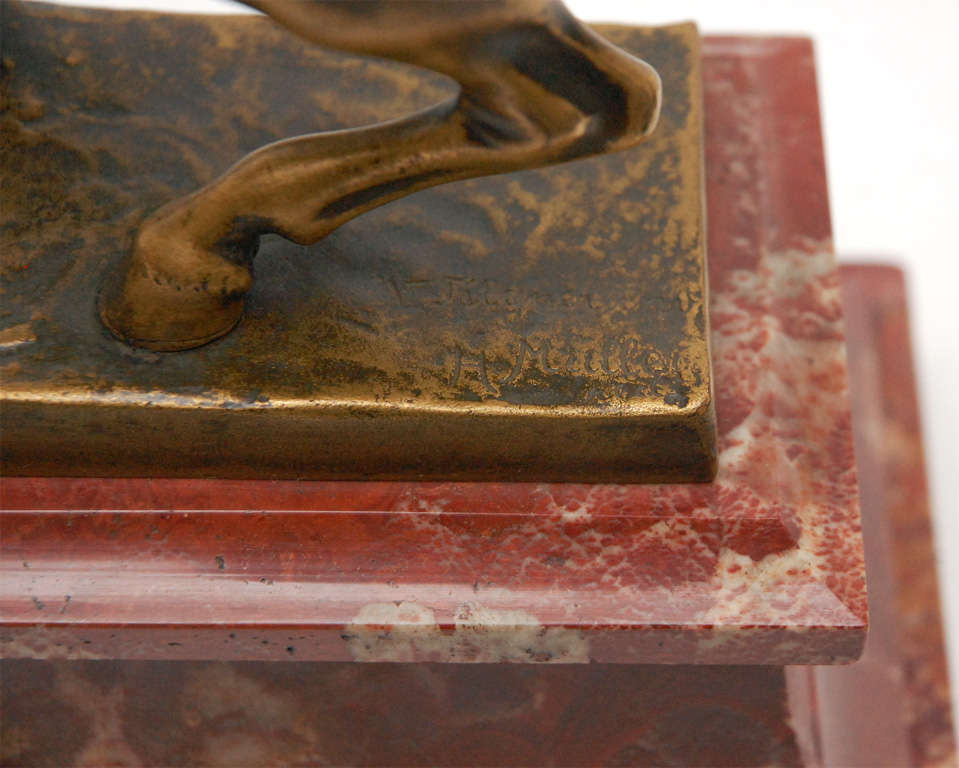 Bronze Sculpture on a Marble Base by Hans Müller In Excellent Condition In Palm Desert, CA