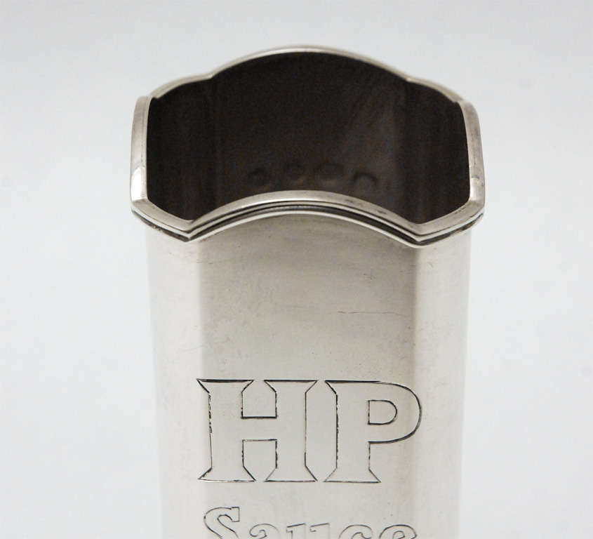 British Sterling Silver HP Sauce Holder by Theo Fennell