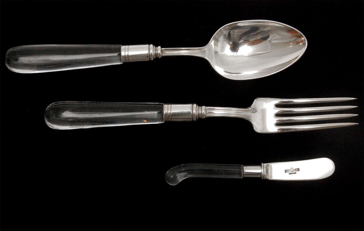 Crystal and Silver Plate Flatware Service for Sixteen by Barker Brothers