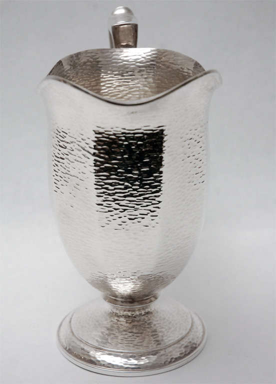 American Hammered Silver Plate Pitcher by W.M. Mounts