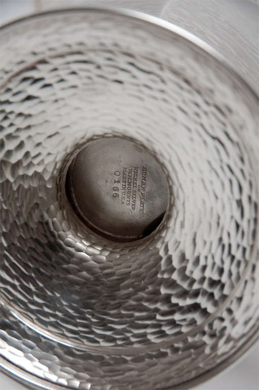 20th Century Hammered Silver Plate Pitcher by W.M. Mounts