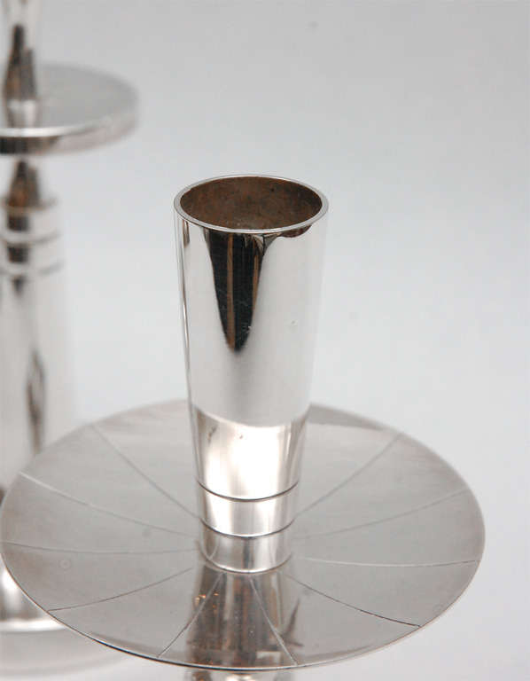 Mid-20th Century Silver Plated Candlesticks by Tommi Parzinger