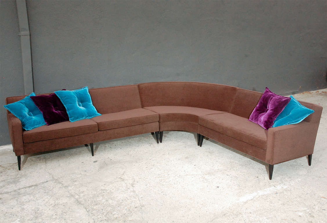 Three Piece Curved Sectional Sofa by Harvey Probber at 1stDibs
