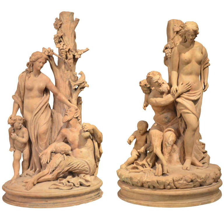 Pair of Terracotta Models, Naples, 19th Century For Sale