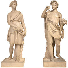Pair of Neoclassical Figures of Bacco and Diana