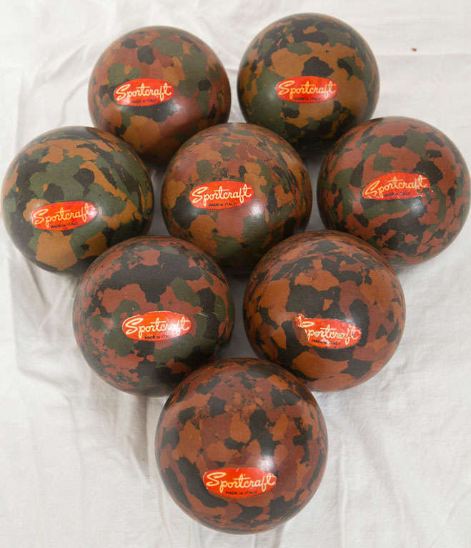 Bocce balls retain original labels. Great marbling. Label reads : 