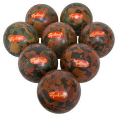 Eight Vintage Bocce Balls With Labels