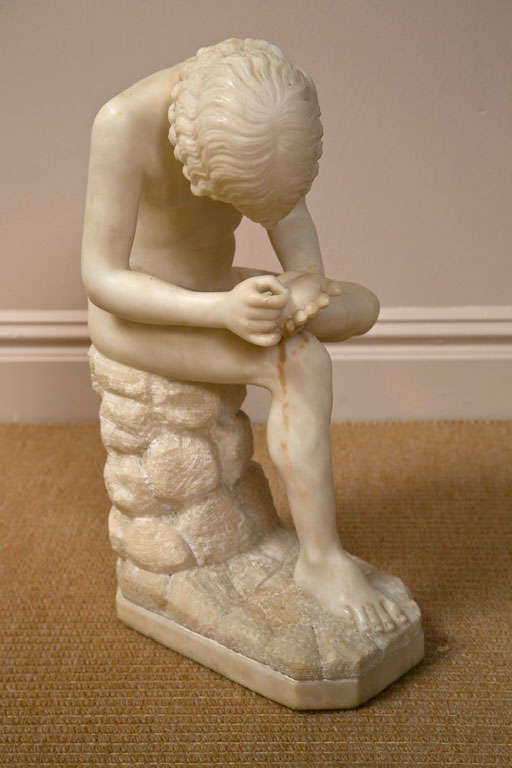 Classical Marble Sculpture of Siting Boy with Splinter