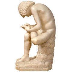 Classical Marble Sculpture of Siting Boy with Splinter