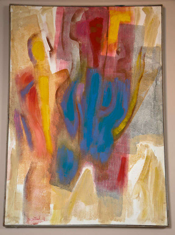 Colorful P.J. McIntosh Abstract Oil on Canvas Painting Circa 1962