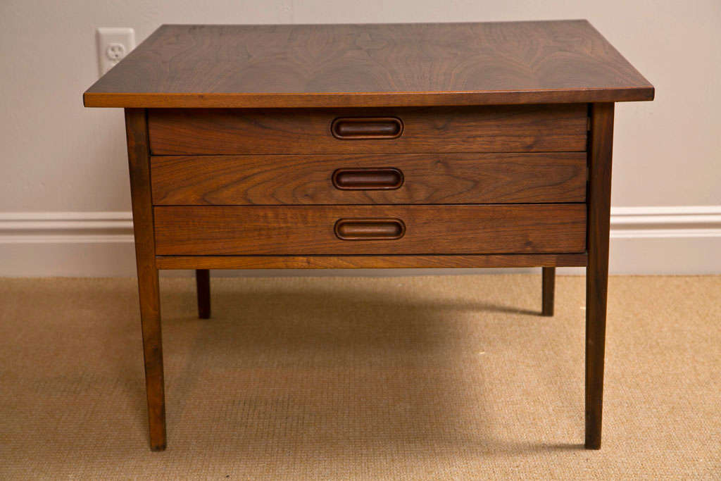 Jens Risom Teak Side or CoffeeTable with Two Drawers 1960's