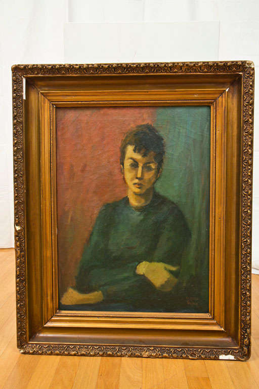 1950s Isaac Sawyer Oil Portrait on Canvas