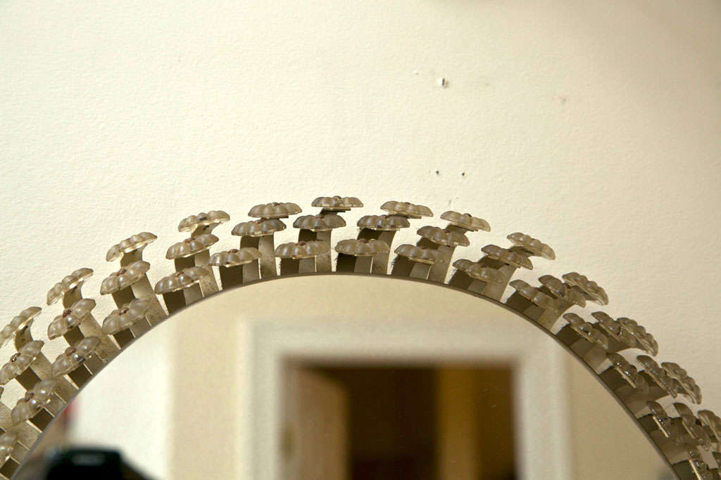 1960's Backlit Mirror With Floral Detail