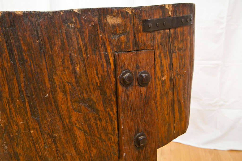 Super Heavy 19th Century Butcher Block Table  In Good Condition For Sale In Stamford, CT