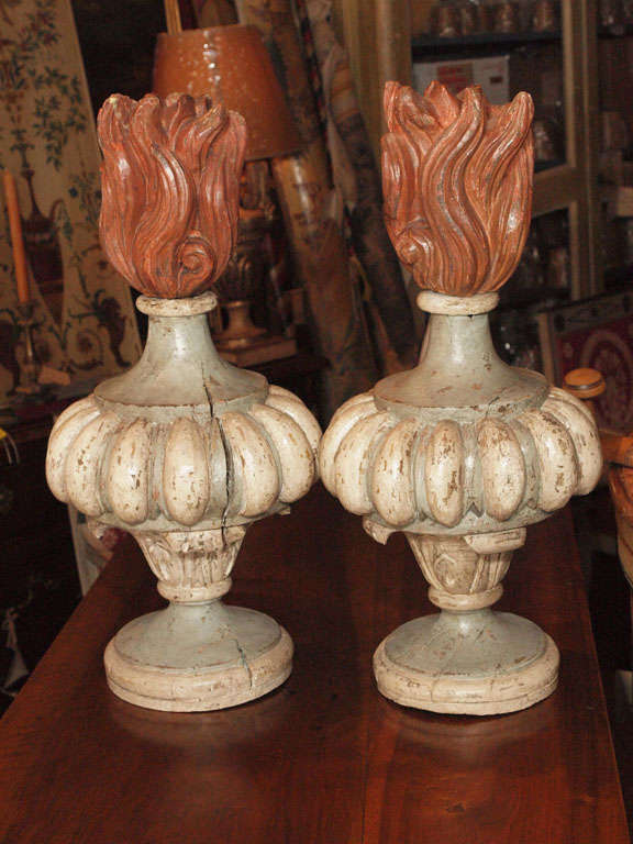 Pair of Polychrome Finials