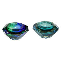 Pair of Murano Faceted Bowls