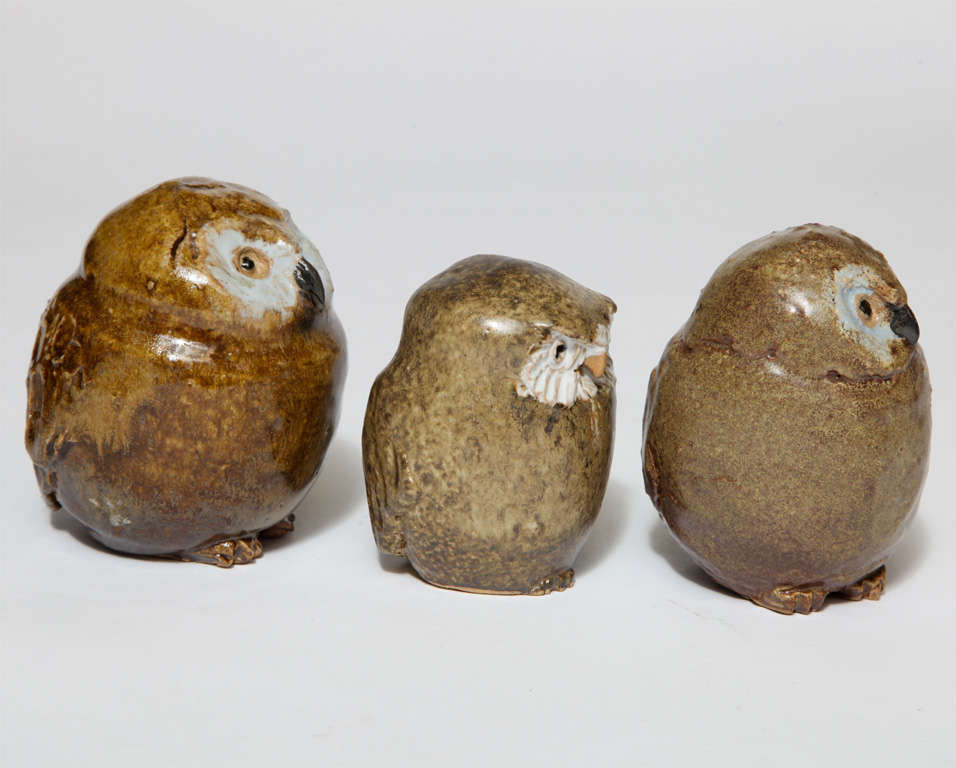 Family of Swedish Ceramic Owls