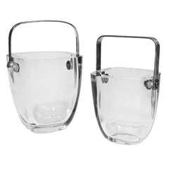 Pair of Crystal Ice Buckets with Silver-Plated Handles