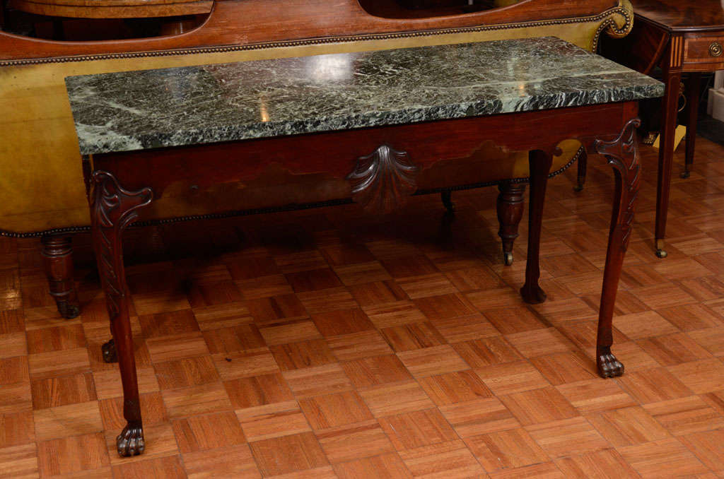 A Fine 18th Century Irish Mahogany Console Table With Connemara Marble Top. In Excellent Condition In New York, NY