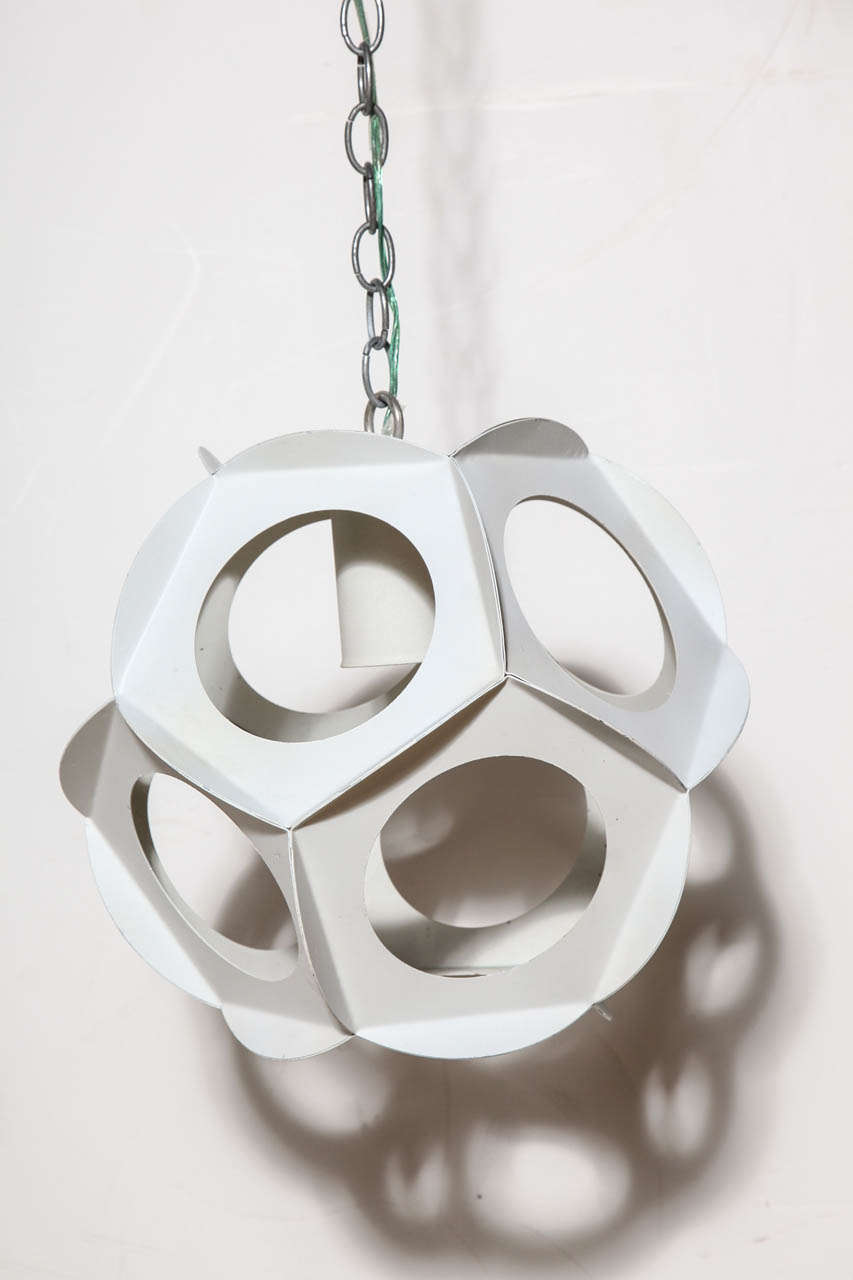 Preben Dahl Style White Enameled Metal Hanging Pendants, 1960s  In Good Condition In Bainbridge, NY