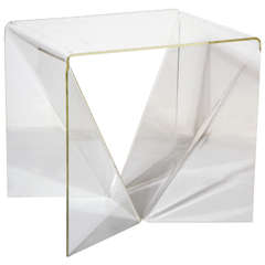 1960's Neal Small Op Art "Origami" Clear Lucite Occasional Table 