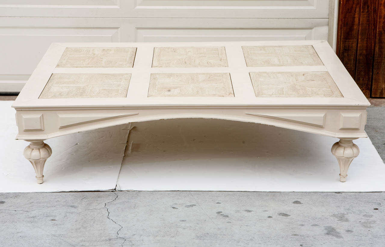 Wood and Limestone Coffee Table