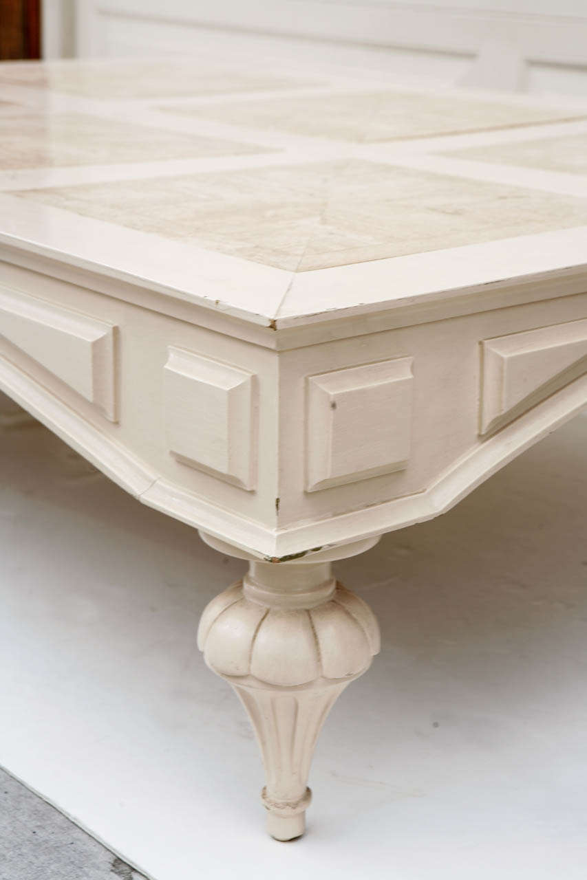 Wood and Limestone Coffee Table For Sale 1