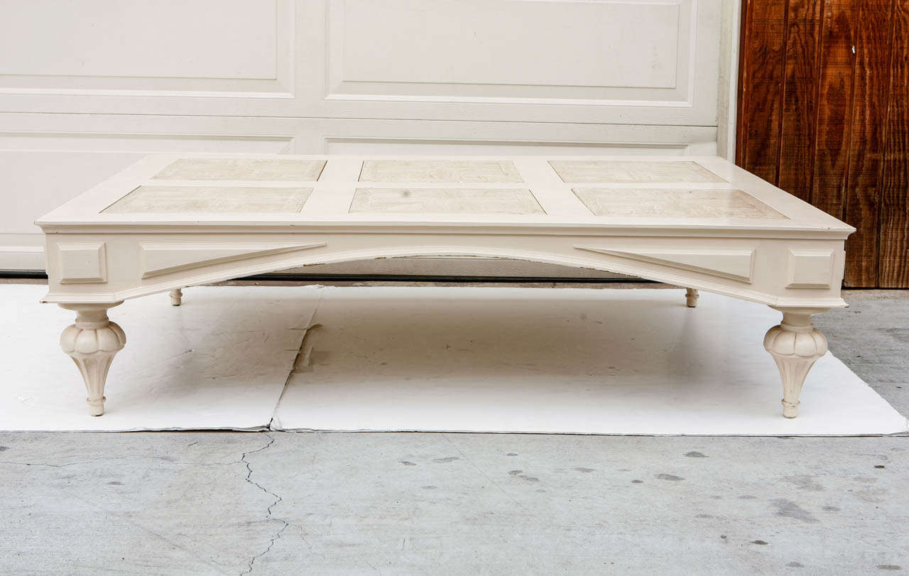 Wood and Limestone Coffee Table For Sale 3