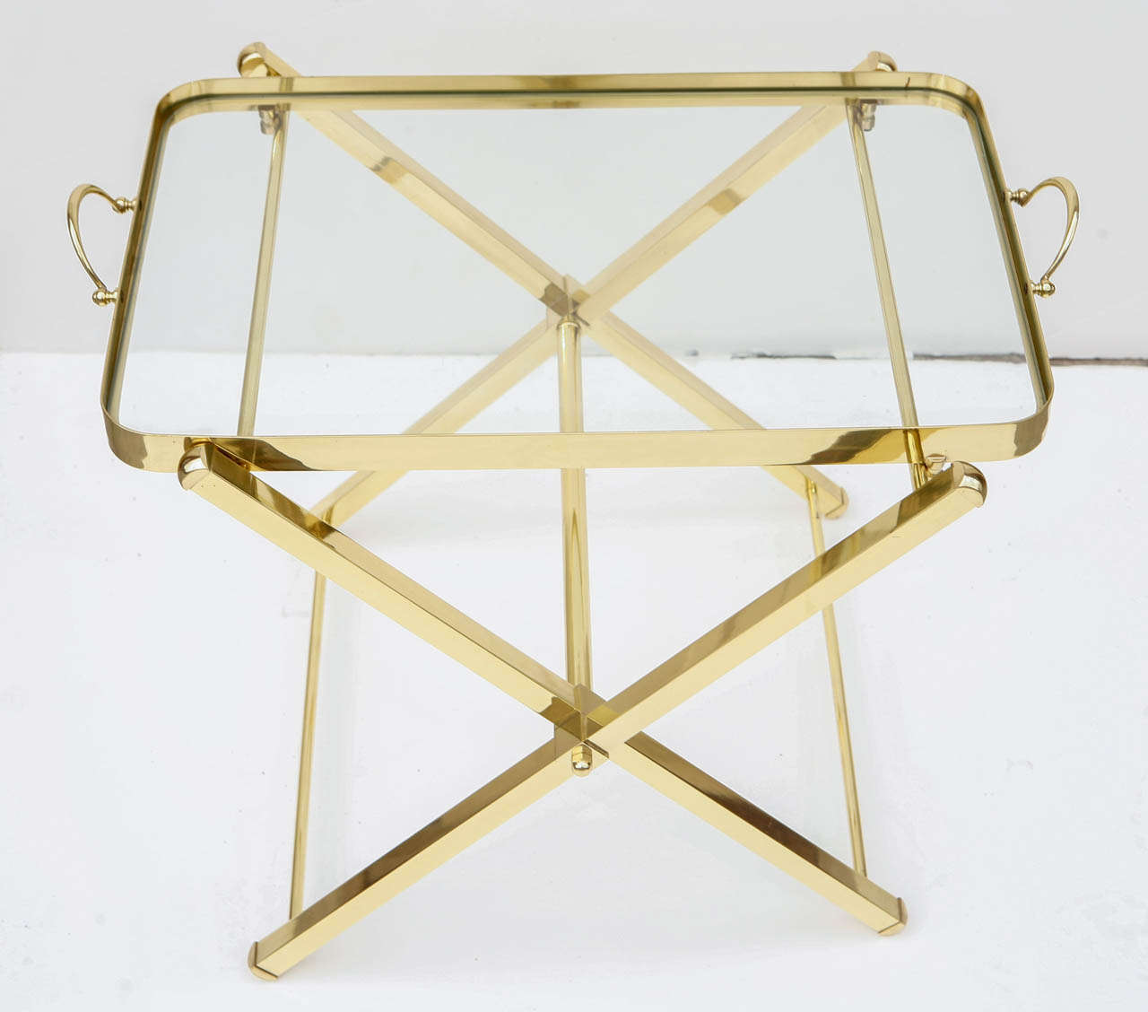 Brass Folding Bar Table In Excellent Condition In South Pasadena, CA