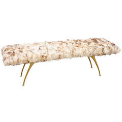 Faux Fur Bench with Brass Legs