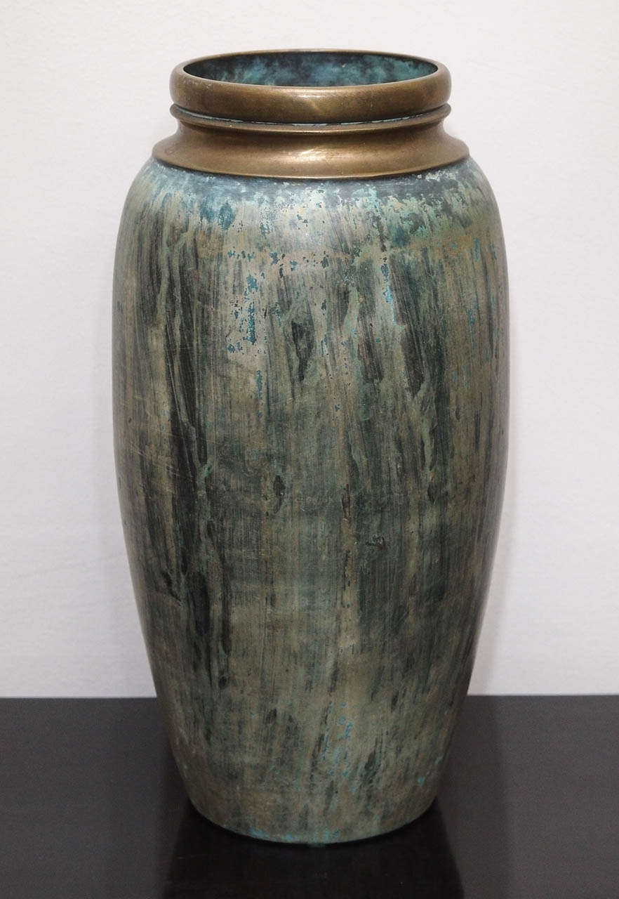 Two stylish bronze vases with bodies in attractive 